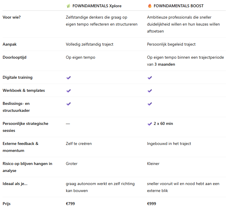 FOWNDAMENTALS BOOST - begeleid traject
